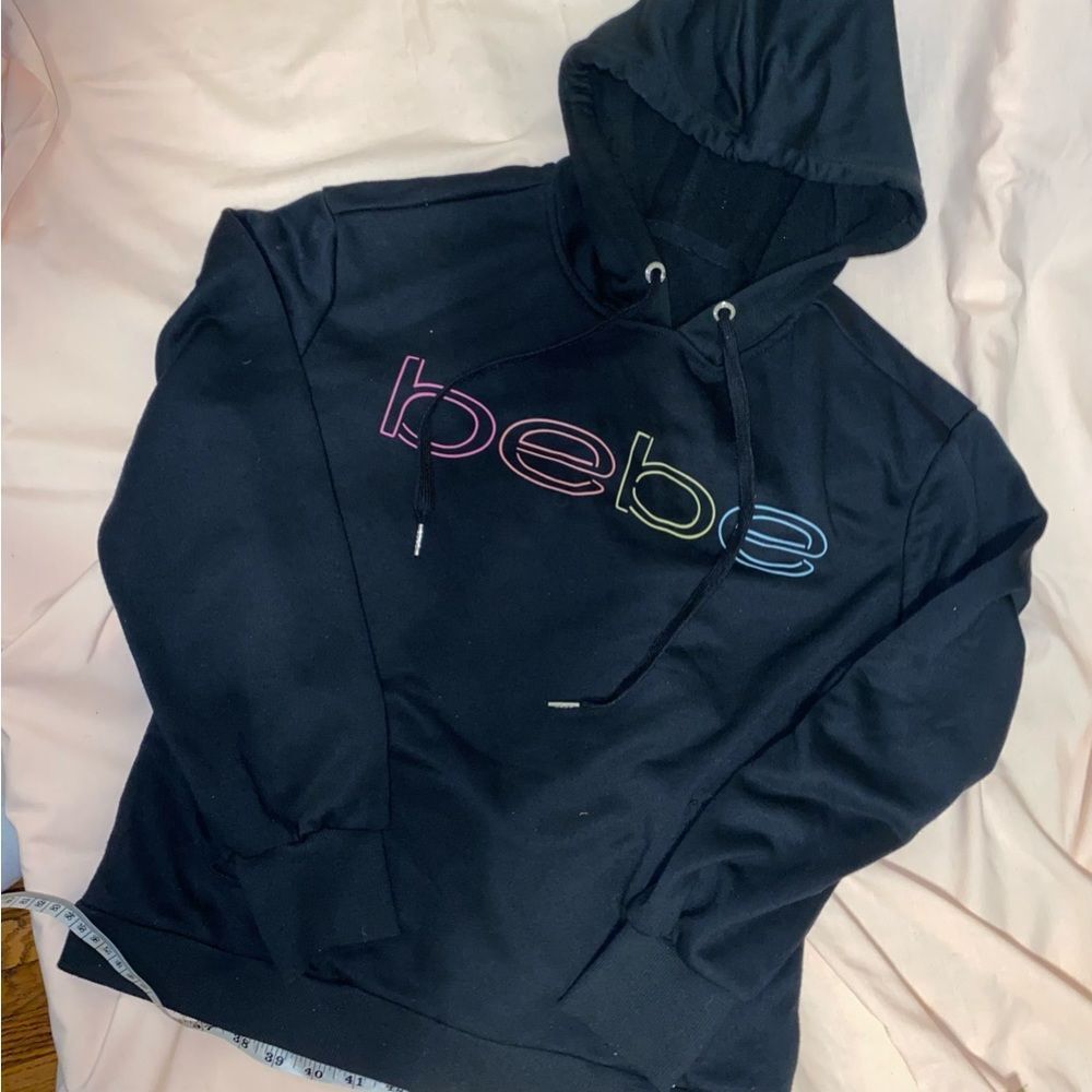 Bebe Sport Black ‘Neon Lights’ Big Logo Pullover Hoodie-large